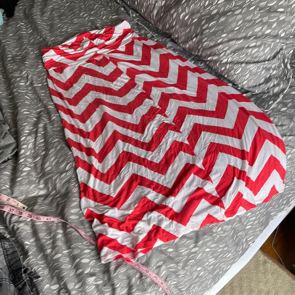 Coral chevron, print, maxi skirt, size medium